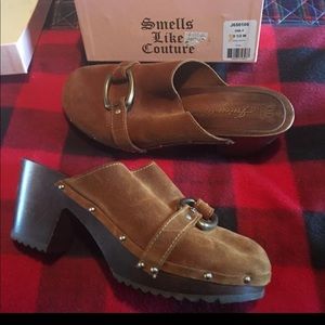 Brown Suede, Juicy Couture Clogs.